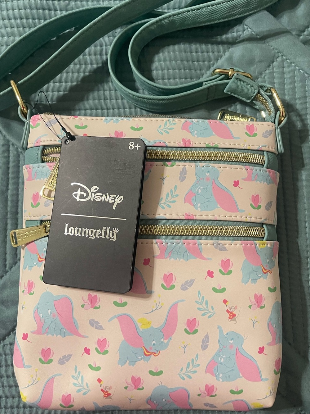Loungefly Disney Dumbo Pastel Pink and Mint Crossbody Bag
